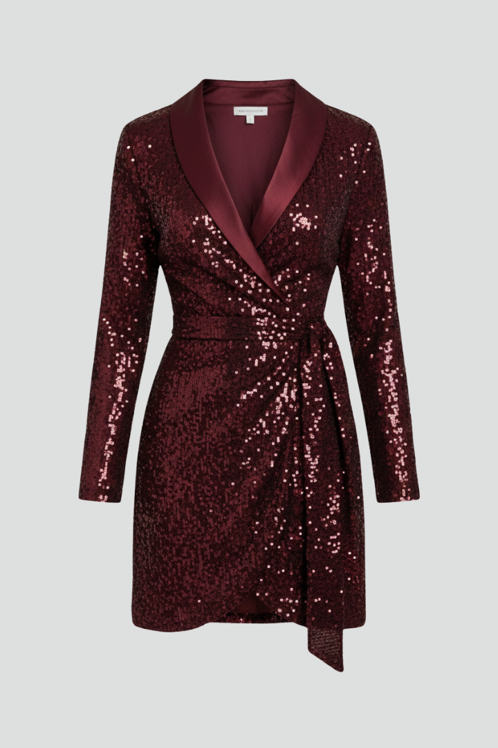Maeve | Women's Wrap Dress with Sequin Surface and Draped Design