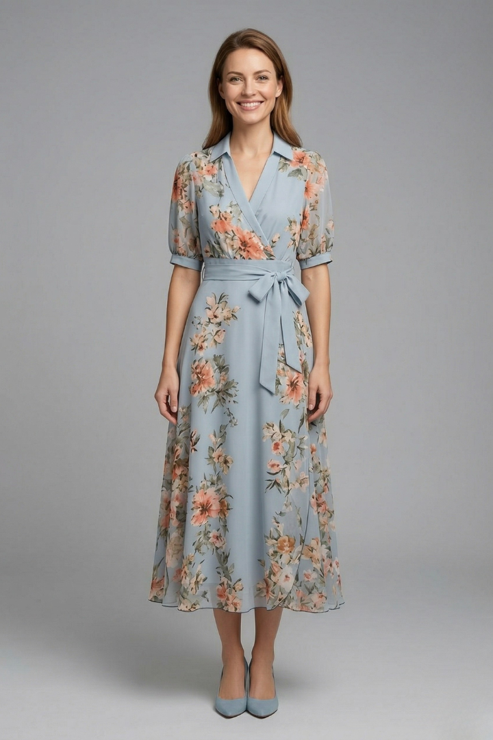 Zelie | Women's V-Neck Wrap Dress for Easy Dressing