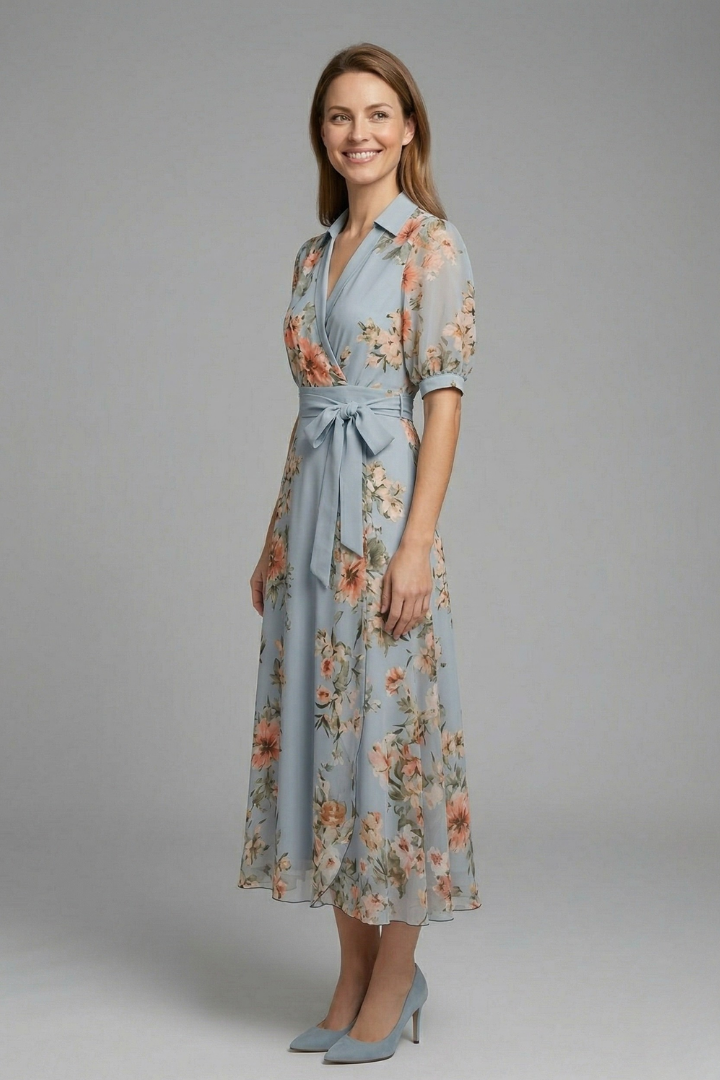 Zelie | Women's V-Neck Wrap Dress for Easy Dressing