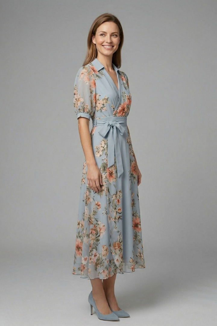 Zelie | Women's V-Neck Wrap Dress for Easy Dressing
