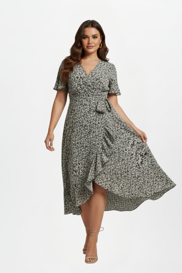 Oliana | Women's Wrap Dress with V-Neckline and Short Sleeves