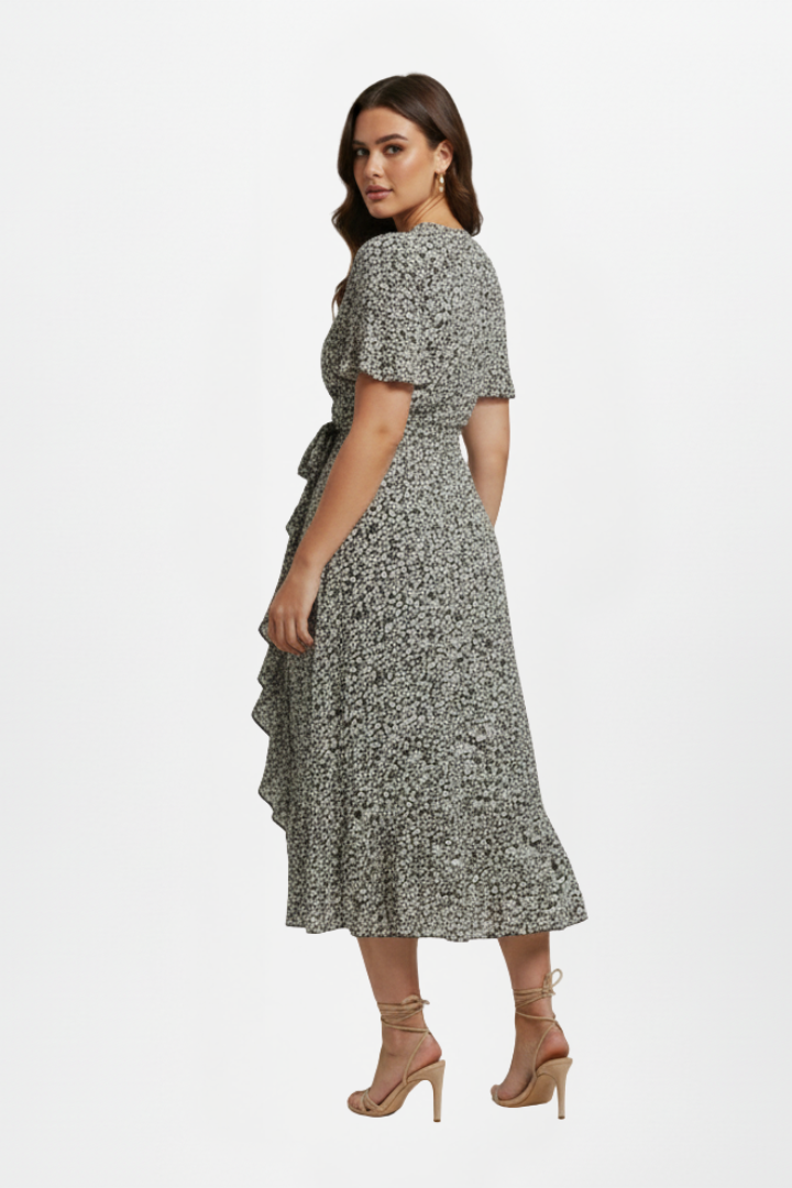 Oliana | Women's Wrap Dress with V-Neckline and Short Sleeves