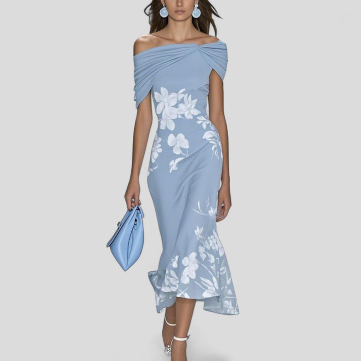 Rhonda | Women's Elegant Off Shoulder Floral Midi Dress