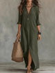 Nanette | Women's Cotton Shirt Maxi Dress with Front Slit