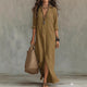 Nanette | Women's Cotton Shirt Maxi Dress with Front Slit