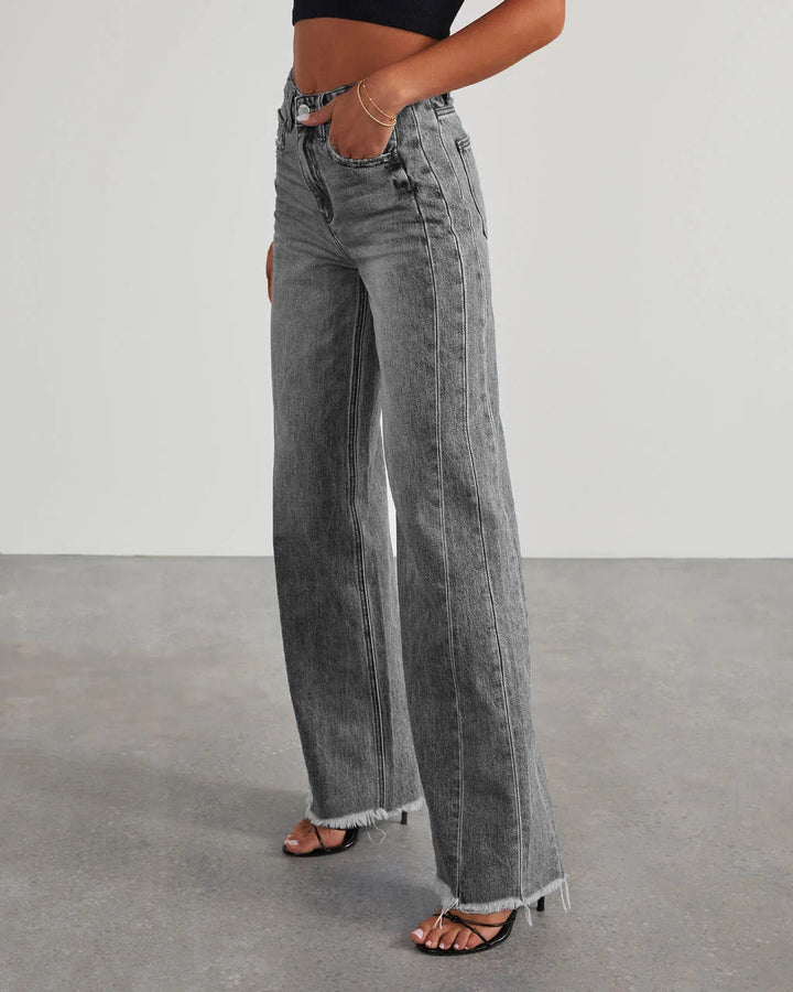 Mireille | Women's High-Waist Wide-Leg Baggy Gray Jeans