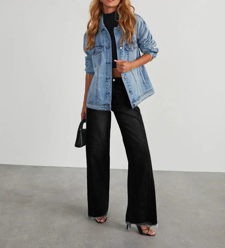 Mireille | Women's High-Waist Wide-Leg Baggy Gray Jeans