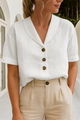 Frederica | Women's Relaxed Fit Short Sleeve Linen Blouse