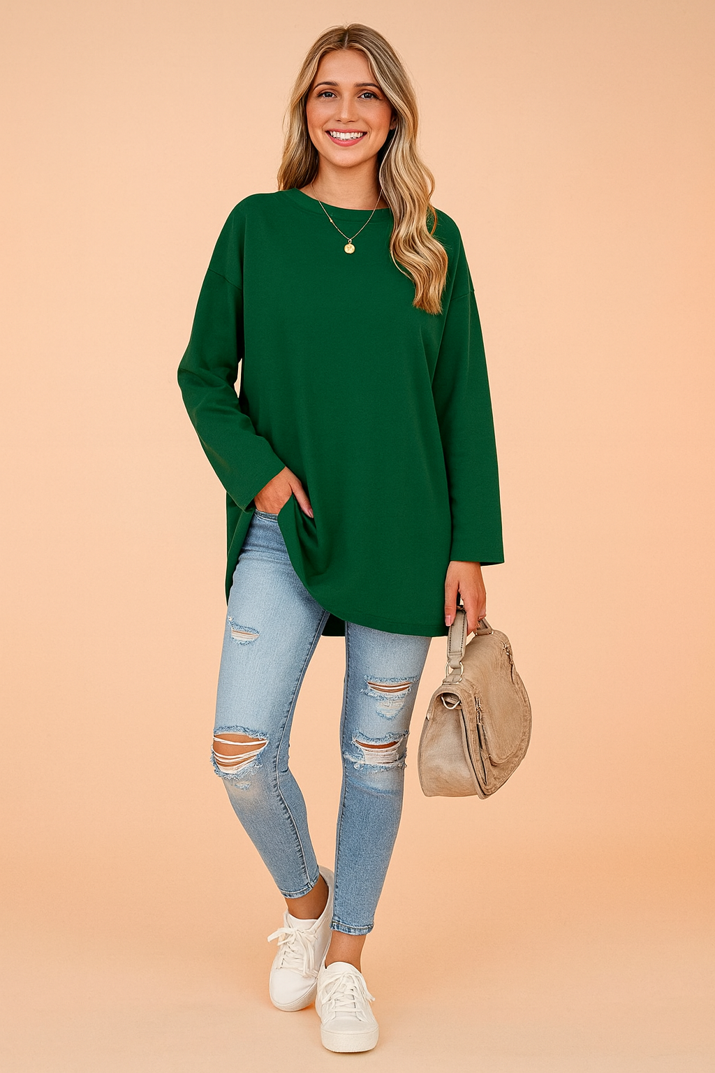 Salome | Women's Relaxed Oversized Long Sleeve Tunic Top