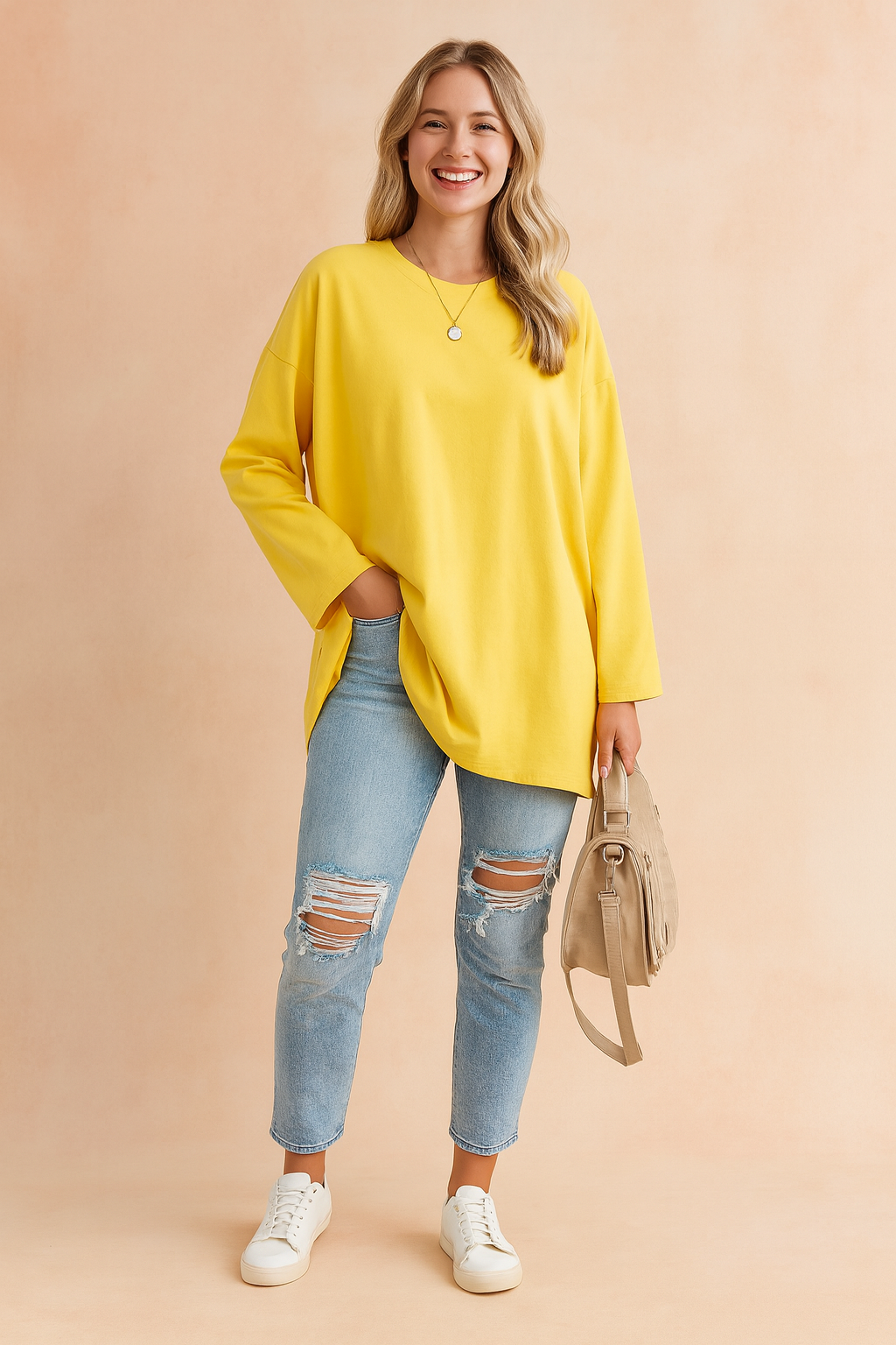 Salome | Women's Relaxed Oversized Long Sleeve Tunic Top