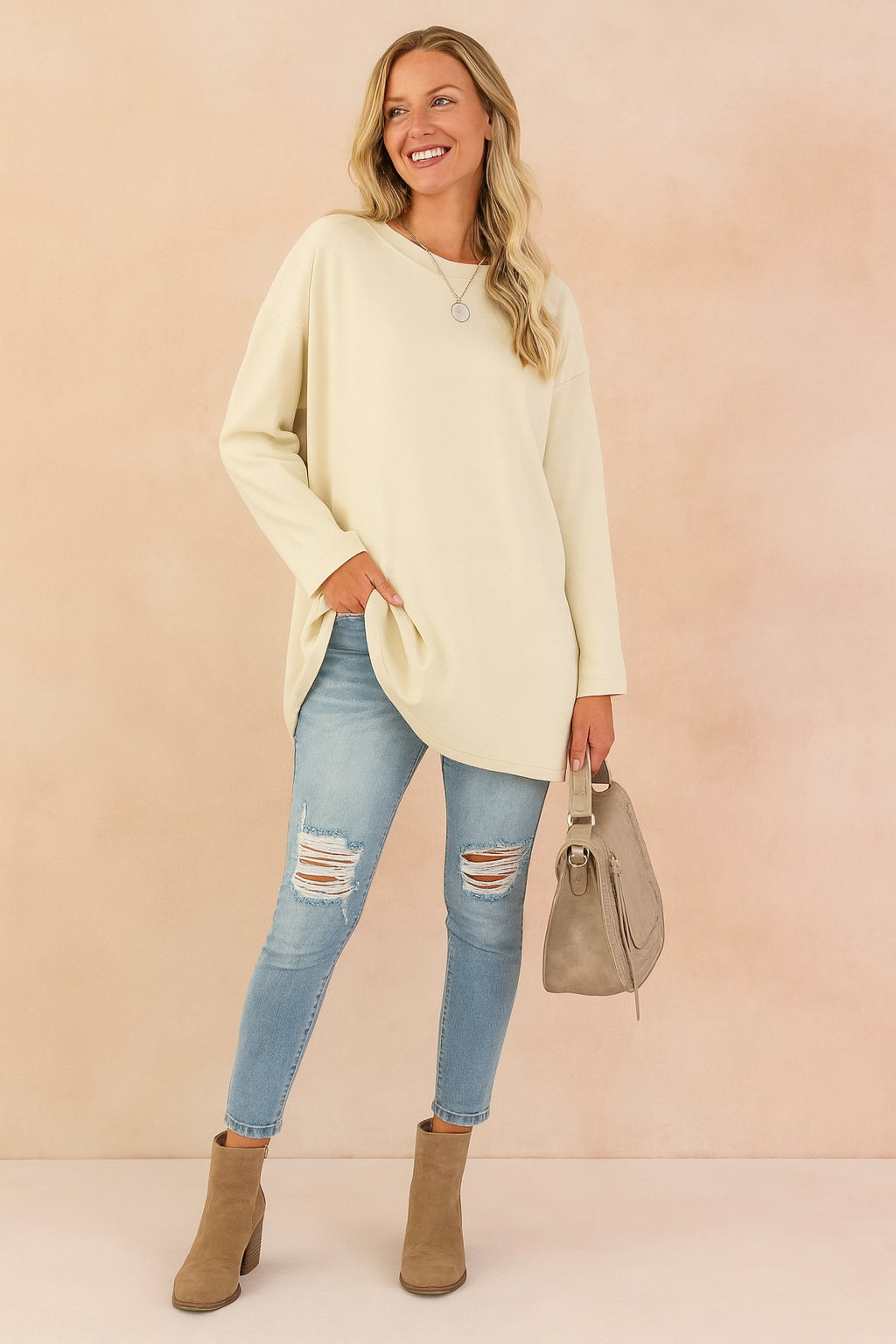 Salome | Women's Relaxed Oversized Long Sleeve Tunic Top