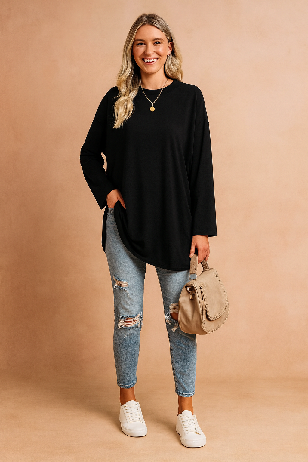 Salome | Women's Relaxed Oversized Long Sleeve Tunic Top
