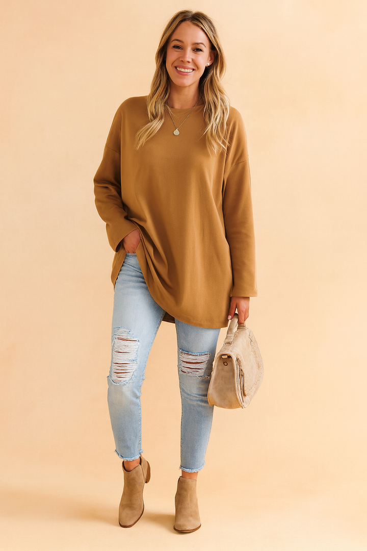 Salome | Women's Relaxed Oversized Long Sleeve Tunic Top