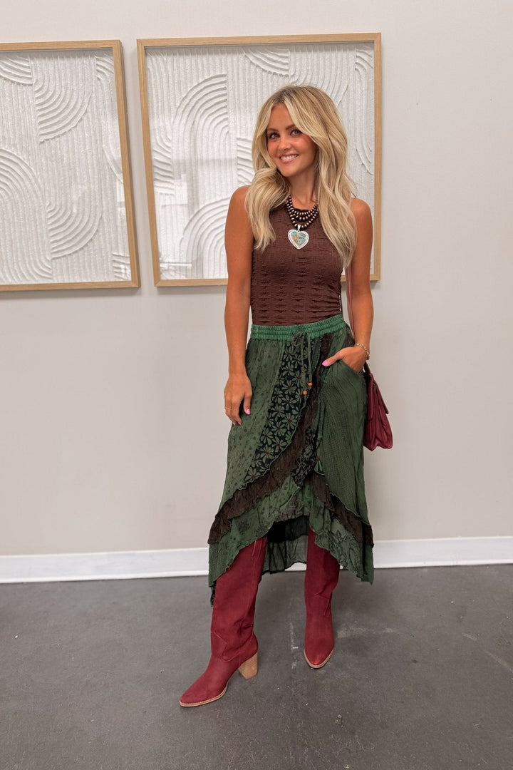 Frances | Women's Unique Boho Patchwork Mid-Length Skirt