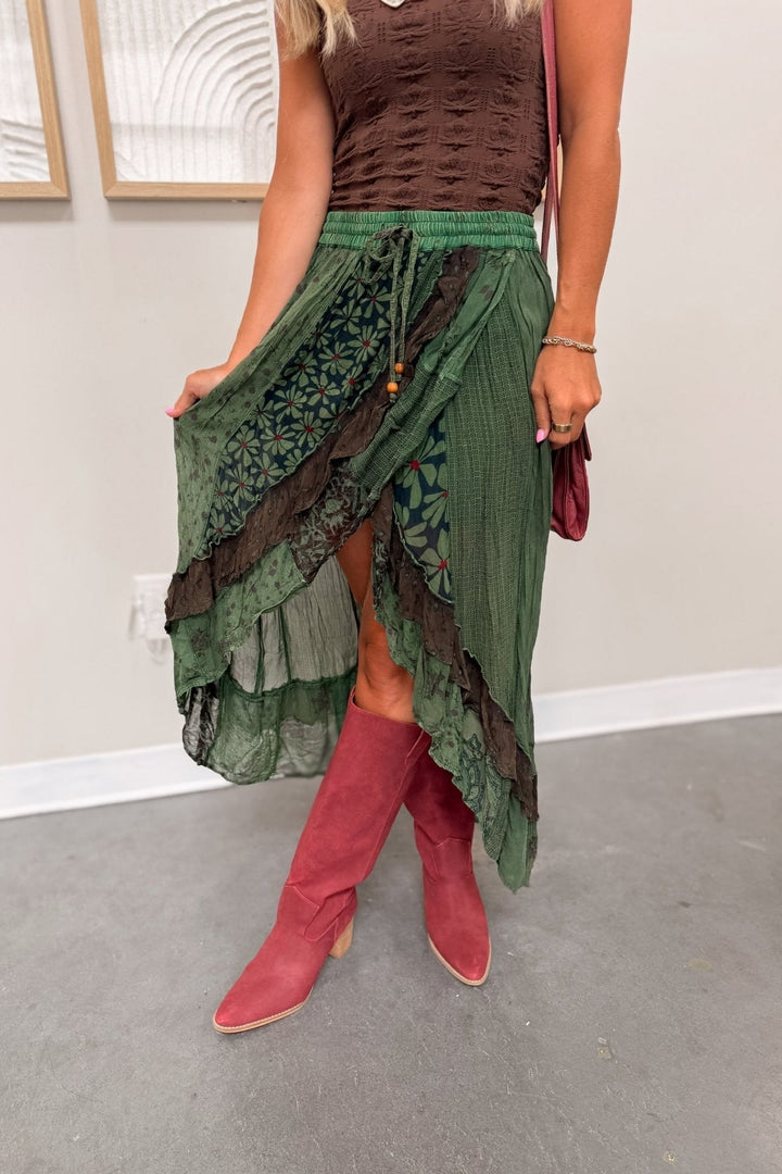 Frances | Women's Unique Boho Patchwork Mid-Length Skirt