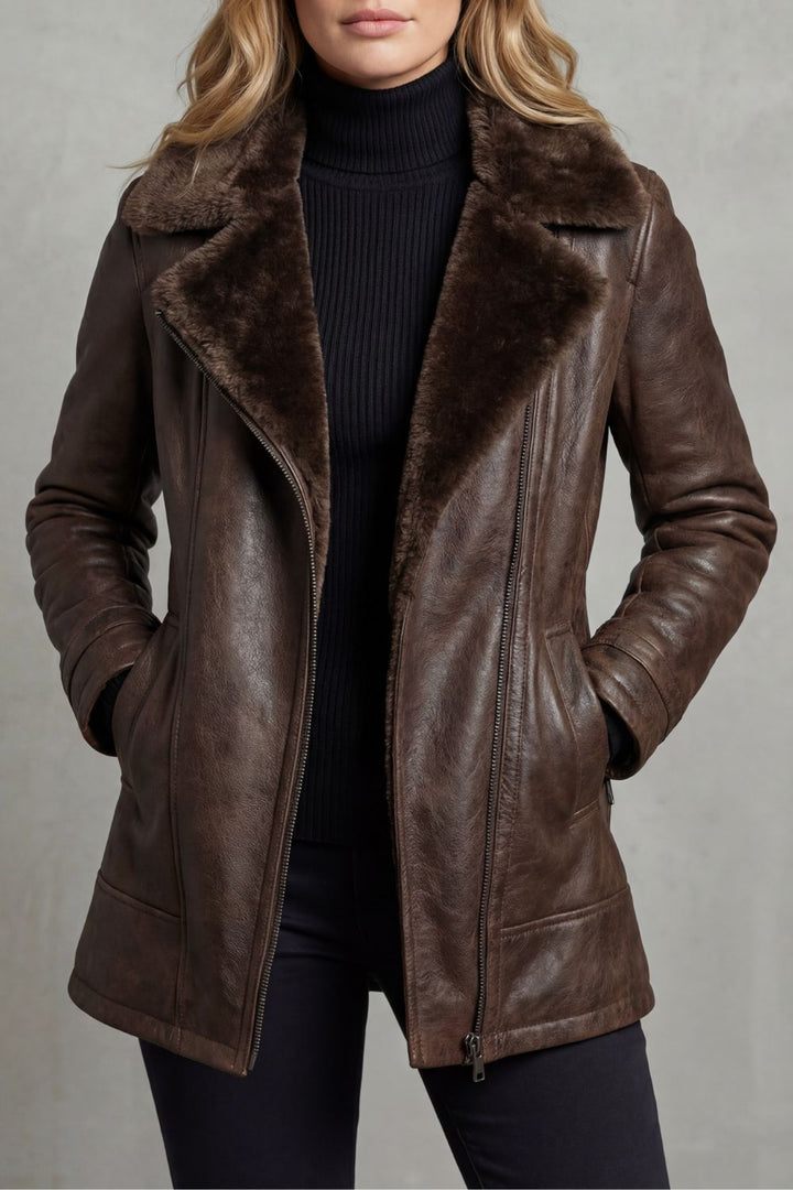 Isadora | Women’s Brown Vintage Aviator Jacket