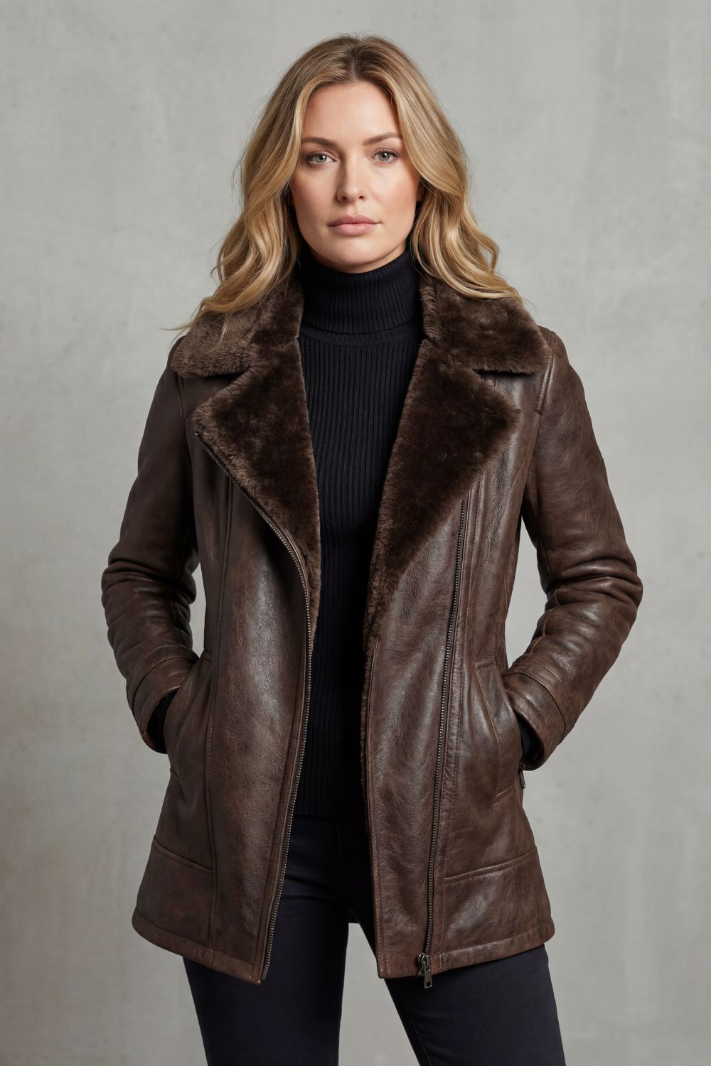Isadora | Women’s Brown Vintage Aviator Jacket