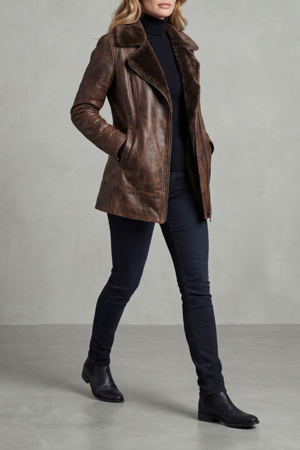 Isadora | Women’s Brown Vintage Aviator Jacket