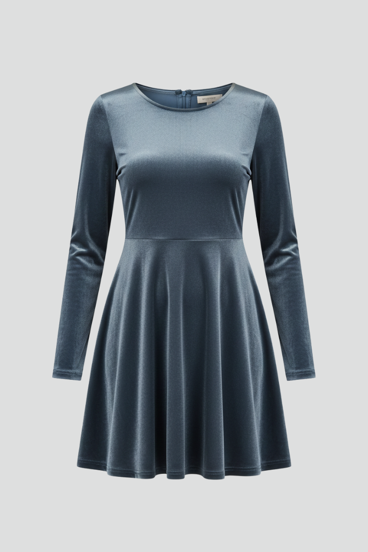 Lillian | Women's mini dress with round neckline and long sleeves