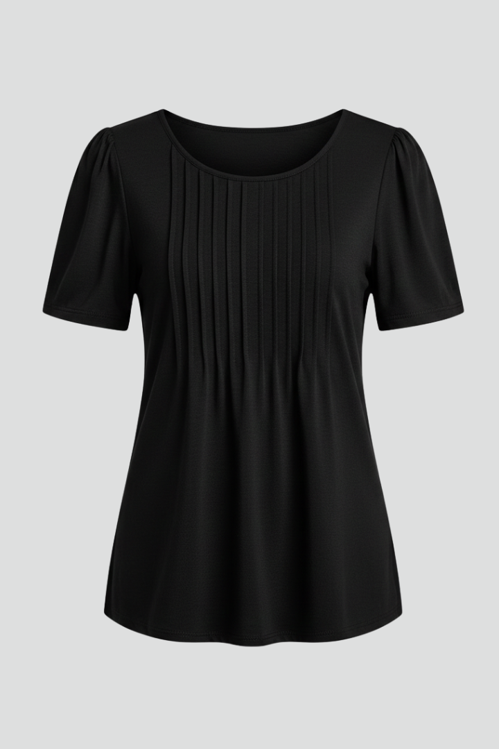 Clio | Women's round neck T-shirt with short puff sleeves