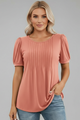Clio | Women's round neck T-shirt with short puff sleeves