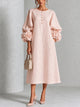Fleurette | Women's Midi Dress with Round Neck and Puff Sleeves - image 1