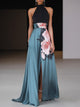 Berenice | Women's Floral Maxi Dress with Halter Neck, Sleeveless and Side Slit - image 1