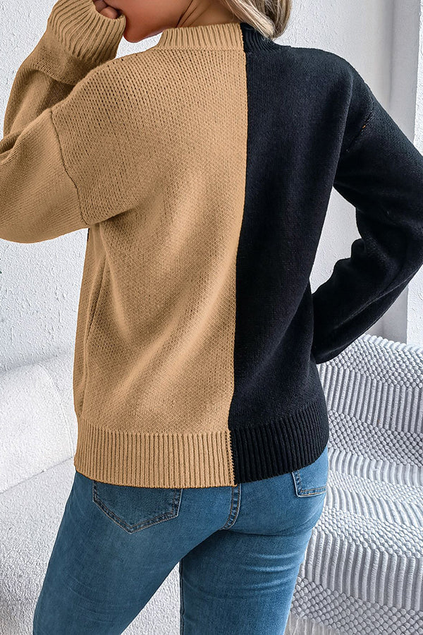 Estrilda | Women's Pumpkin Contrast Colour Sweater with Round Neck - image 18