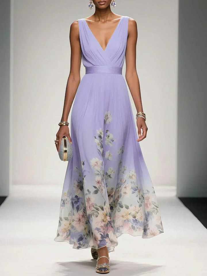 Undine | Women's Floral V-Neck Maxi Dress - image 5