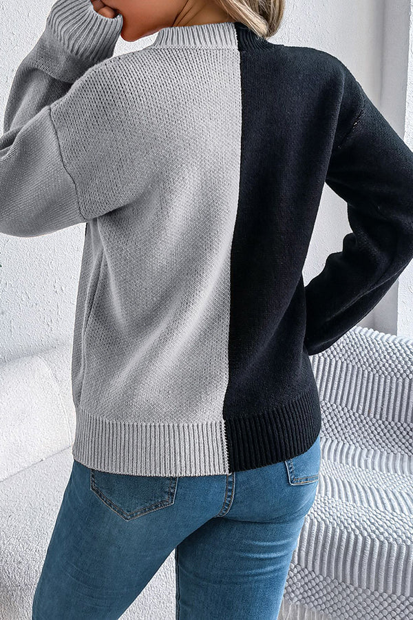 Estrilda | Women's Pumpkin Contrast Colour Sweater with Round Neck - image 13
