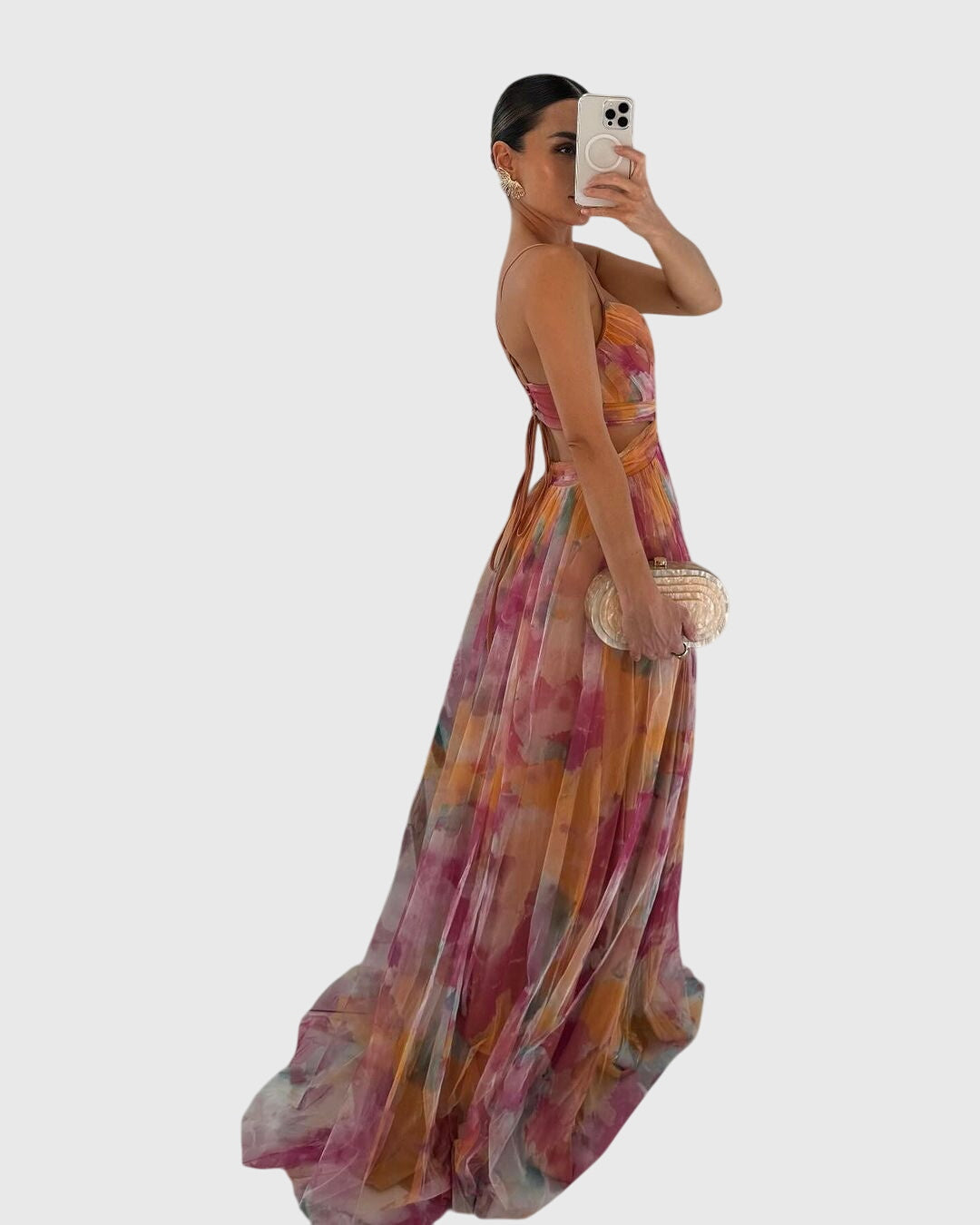 Giselle | Women's Floral Print High-Waisted Maxi Dress