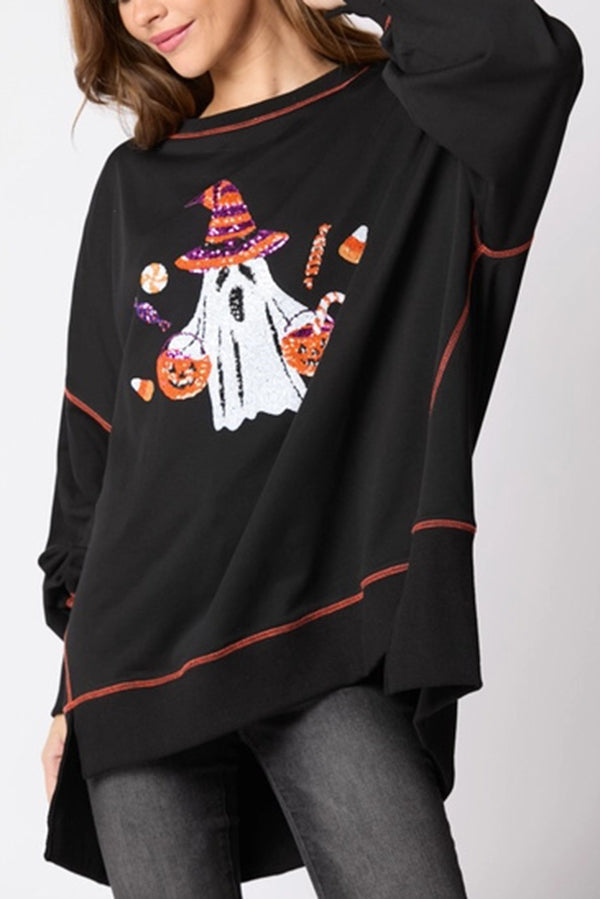 Orella | Women's Sequin Ghost Sweatshirt with Round Neck - image 4