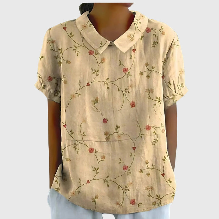 Jenna | Women's Relaxed-Fit Short-Sleeve Blouse with Floral Print