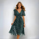 Alwyn | Women's Floral Wrap Midi Dress with V-Neck and Flutter Sleeves - image 1