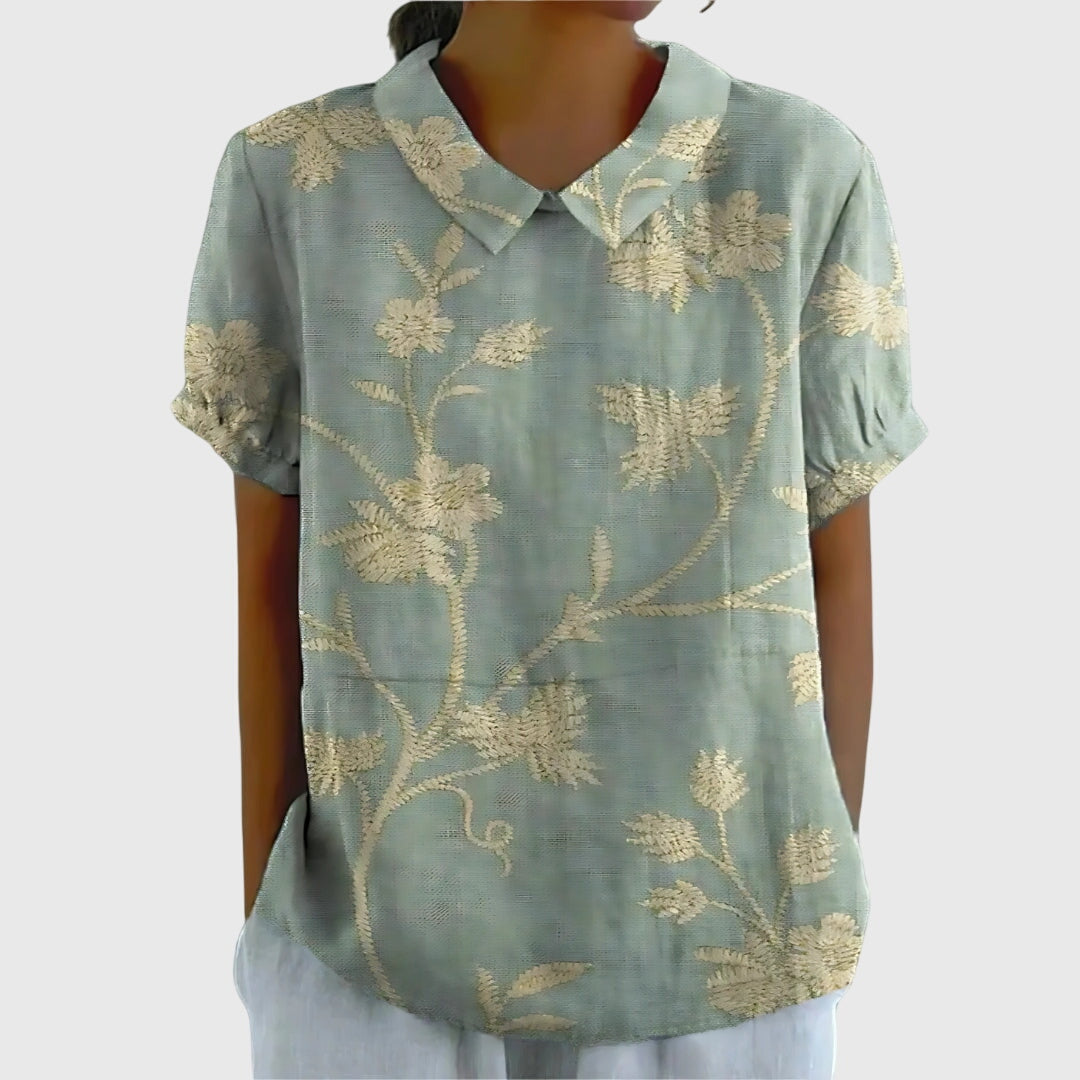 Jenna | Women's Relaxed-Fit Short-Sleeve Blouse with Floral Print