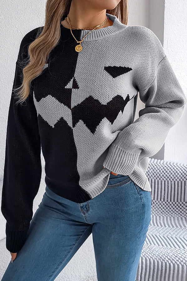 Estrilda | Women's Pumpkin Contrast Colour Sweater with Round Neck - image 11