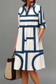 Gabriella shirt midi dress, collared, three-quarter sleeves
