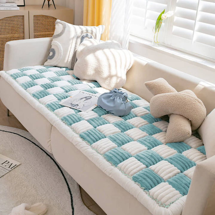 Kurnell | Cream Plaid Chenille Pet Mat and Couch Cover - image 19