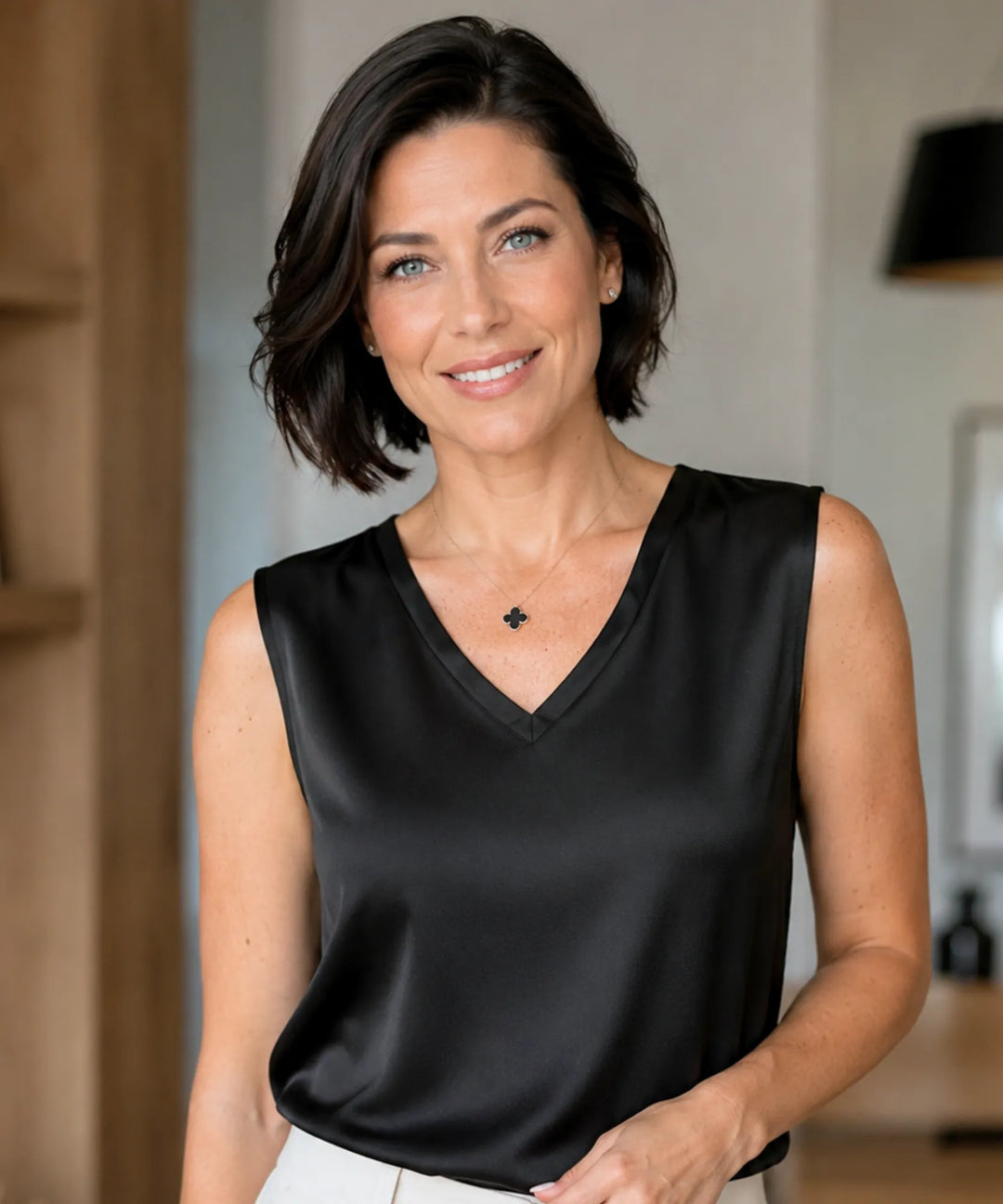 Florence | Women's Satin V-Neck Tank Top Elegant & Dressy