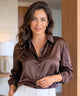 Solange | Women's Silk Long Sleeve Blouse with Classic Collar