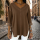 Desmona | Women's Tunic Soft Fit V-Neck Side Split Three-Quarter Sleeve