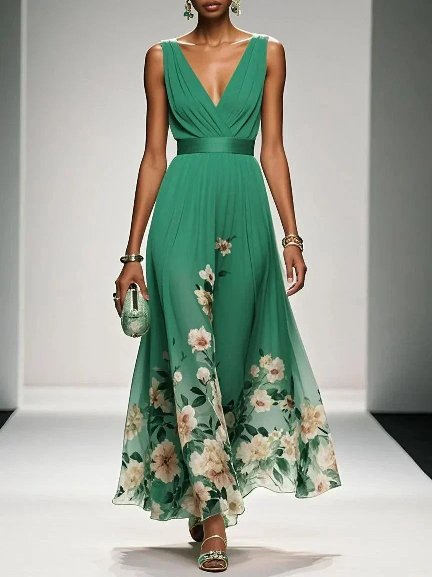 Undine | Women's Floral V-Neck Maxi Dress - image 11