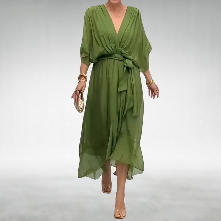Amedine | Women's Belted V-Neck Maxi Dress - image 1