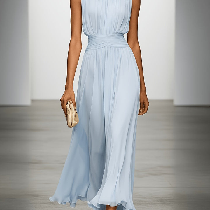 Bellamira | Women's Sleeveless Ruched Waist Maxi Dress with Round Neck - image 7