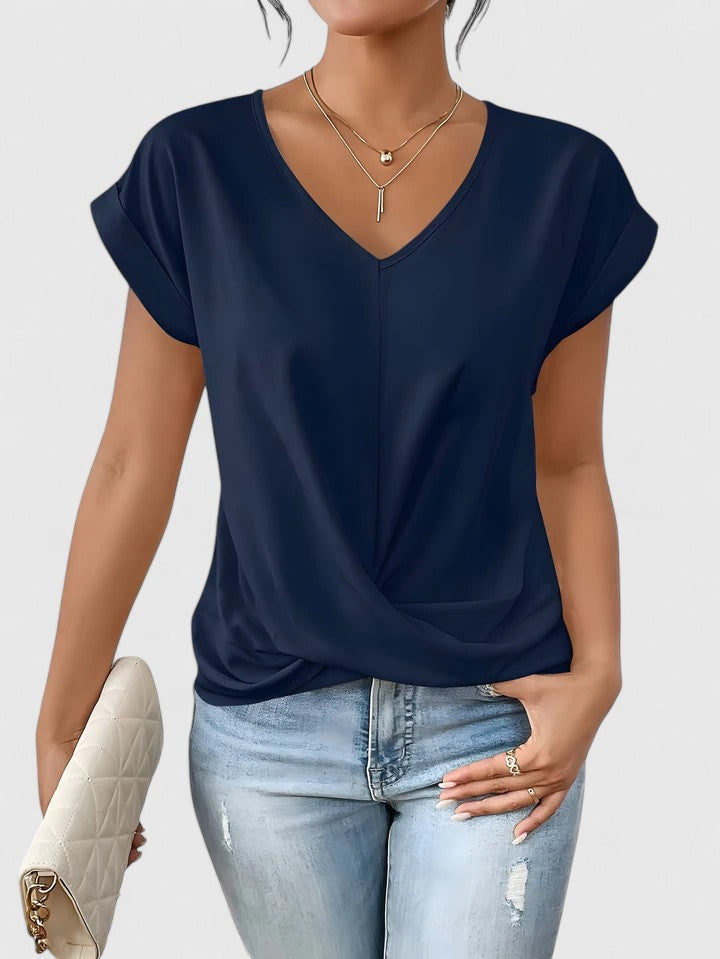 Mahrianne | Women's Comfortable V-Neck Top with Twist Front Detail