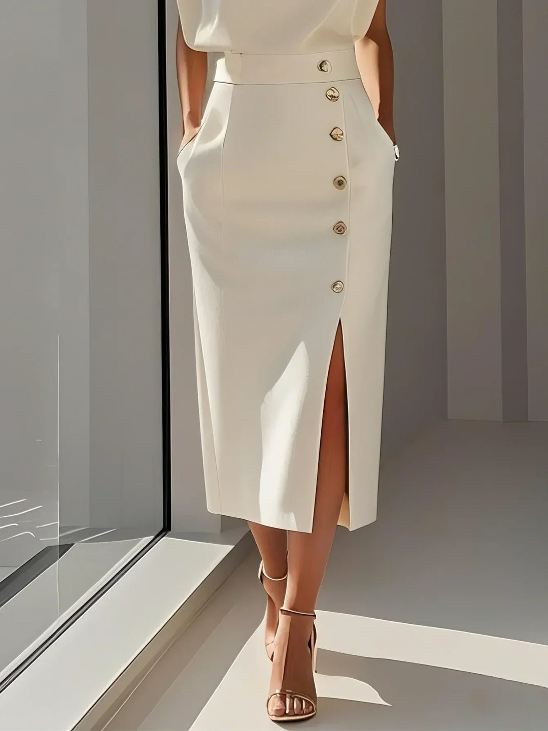 Lodovica | Women's Button-Front Split Midi Dress - image 11