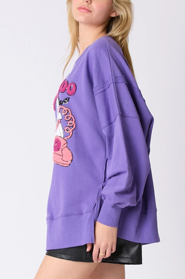 Nicolaa | Women's Cute Ghost Sequin Sweatshirt with Round Neck - image 5