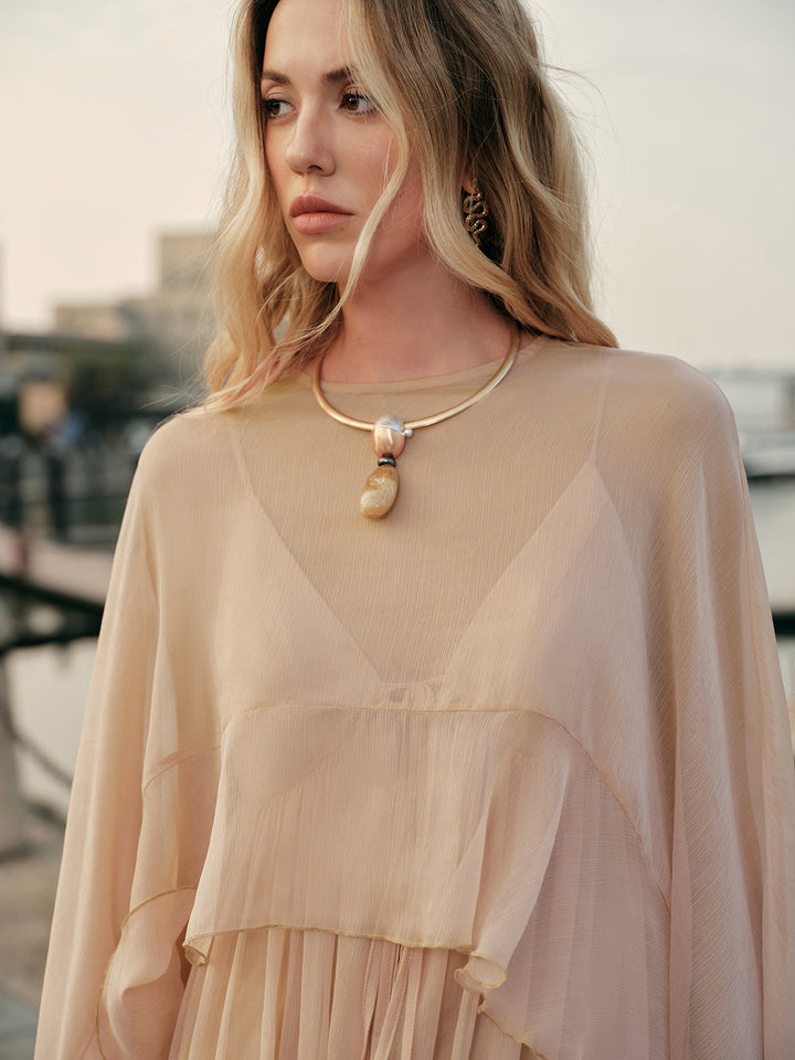 Norah | Women's Chiffon Layered Dress with Cloak