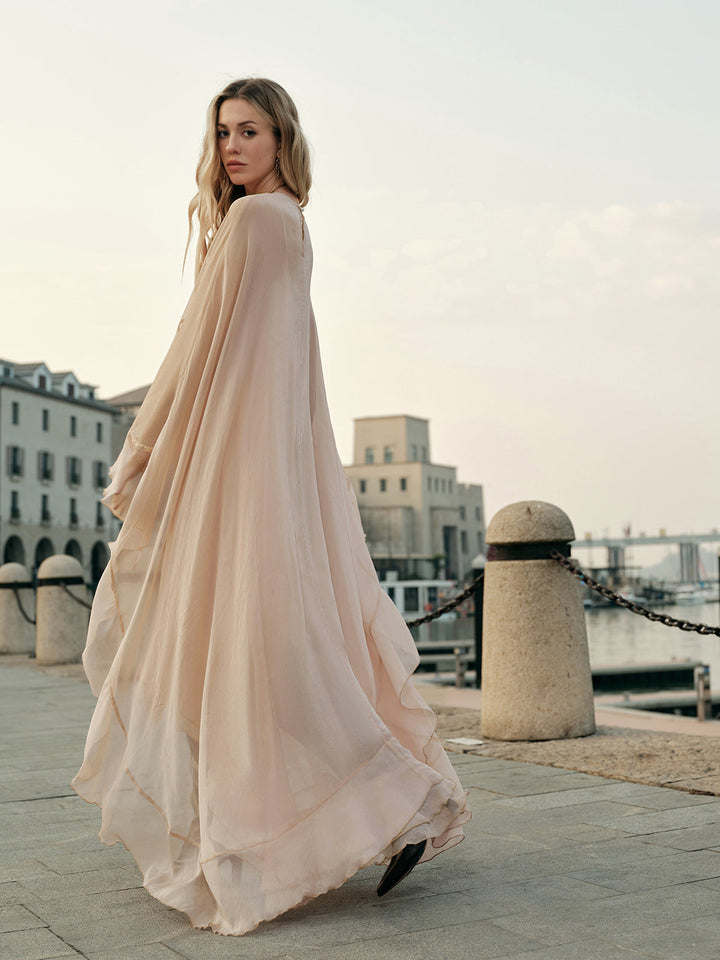 Norah | Women's Chiffon Layered Dress with Cloak