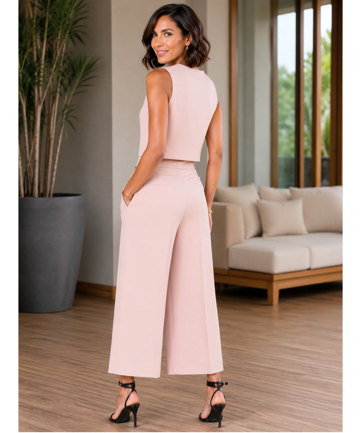 Anwen | Women's Tailored Vest and Wide Leg Pants Set